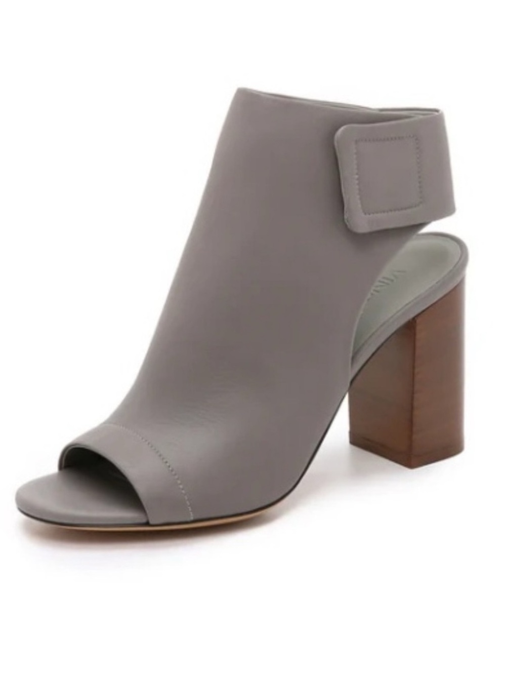 Vince 🩶 Faye 🩶 Block Heel Ankle Strap Booties - Gray Leather - 9.5